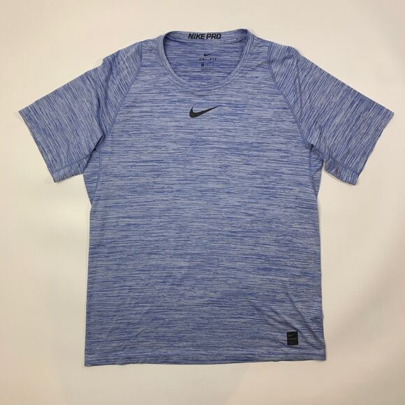 Nike Pro T Shirt Mens XL Extra Large SLIM Fit Blue Spacedye Dri Fit Training Gym - Picture 2 of 12